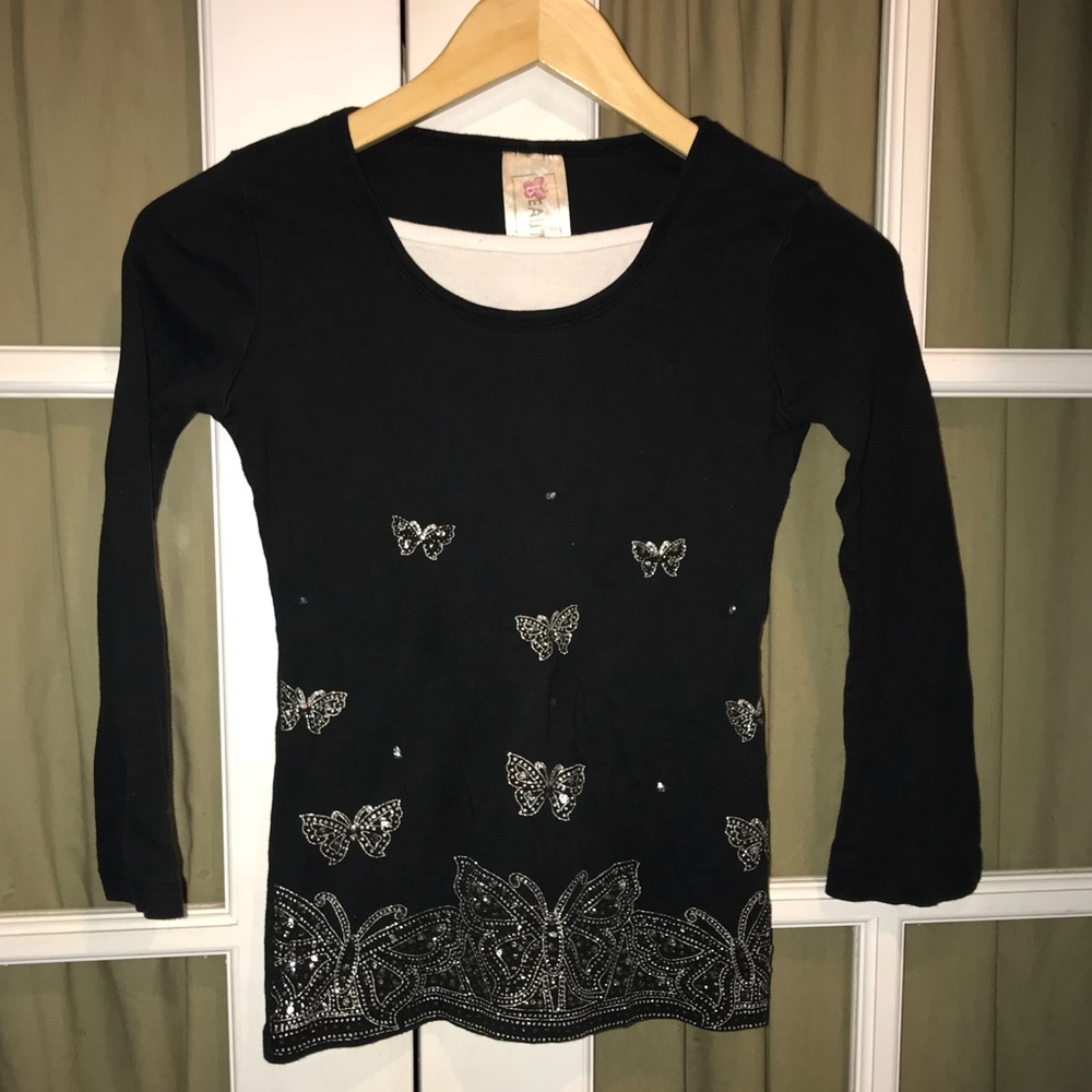 Beautees L butterflies long sleeved tee